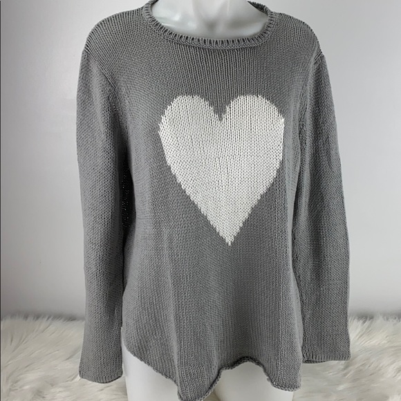 Wooden Ships Sweaters - Wooden Ships Gray Sweater with White Heart m/l